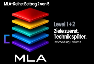 Beitrag 2 der MLA-Reihe verbindet Level 1 und 2: Zuerst werden Ziele und Rahmenbedingungen geklärt, bevor technische Entscheidungen getroffen werden.