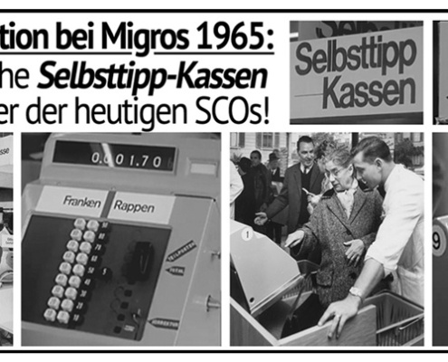 Die Geschichte des Self-Checkouts begann mit Selbsttipp-Kassen bei Migros im Jahre 1965.
